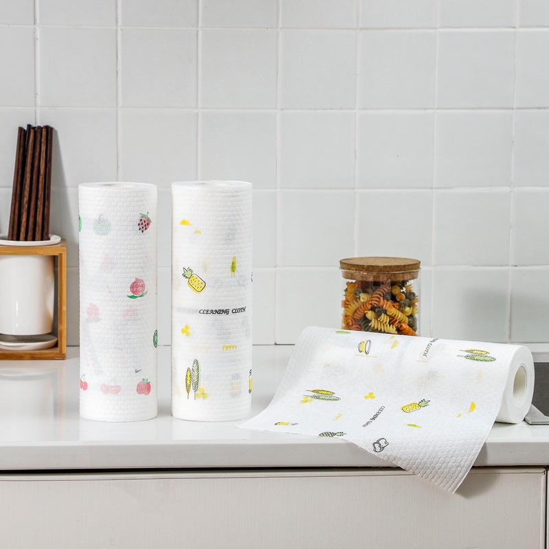 Giấy đa năng lau bếp, khăn giấy lau bếp, lau dầu mỡ có hoa văn 25*25cm 50 tờ trên 1 cuộn