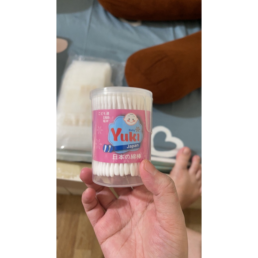 Tăm Bông Trẻ Em Yuki Hàng Nhật Cao Cấp Bông Ngoáy Tai Mềm Mại Hộp 180 Que Tiện Dụng Đồ Dùng Mẹ Bé BabyRice 072