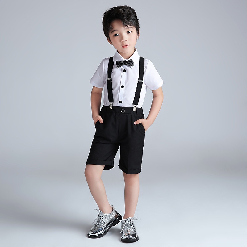 Set Áo Sơ Mi Tay Ngắn + Quần Yếm Kẻ Sọc Caro Thời Trang Mùa Hè Cho