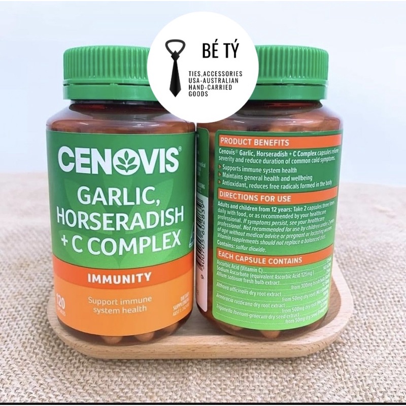Viên Uống Cenovis Garlic and Horseradish + C Complex - Contains Vitamin C - 120 Viên