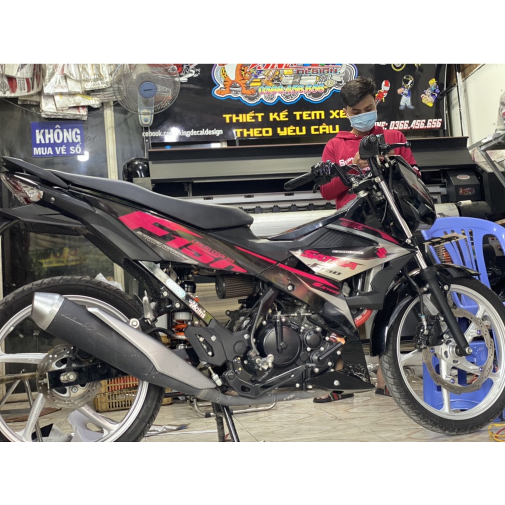 Tem Rời cao cấp Satria màu đen hồng bạc