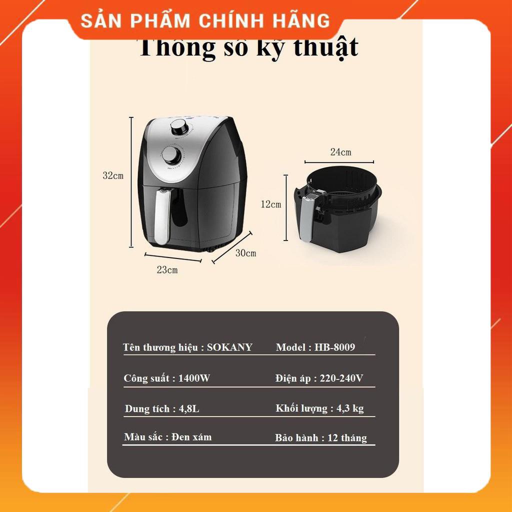 [Mã 44ELSALE2 giảm 7% đơn 300K] Nồi Chiên Không Dầu SOKANY 4,8L Công Suất Mạnh Mẽ giảm tối đa dầu mỡ