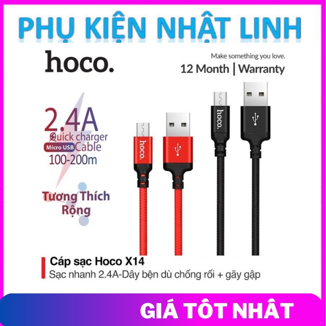 Dây Cáp Sạc Lightning Hoco X14 Cho Điện Thoại Pin Dự Phòng Tai nghe Bluetooth Case pro i12 2 Vỏ Ốp lưng