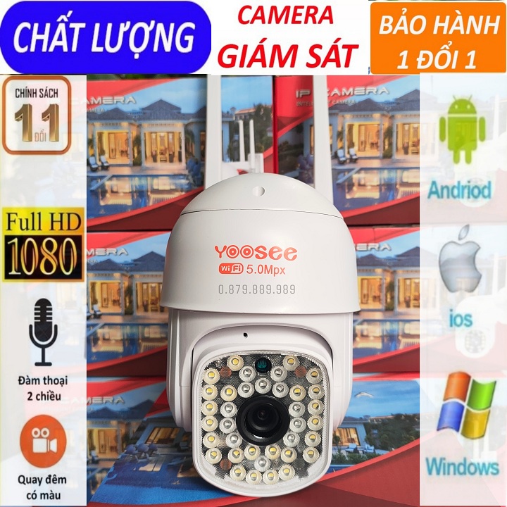 Camera ngoài trời yoosee Ptz 36led 5.0Mpx siêu nét, đàm thoại 2 chiều, có màu ban đêm