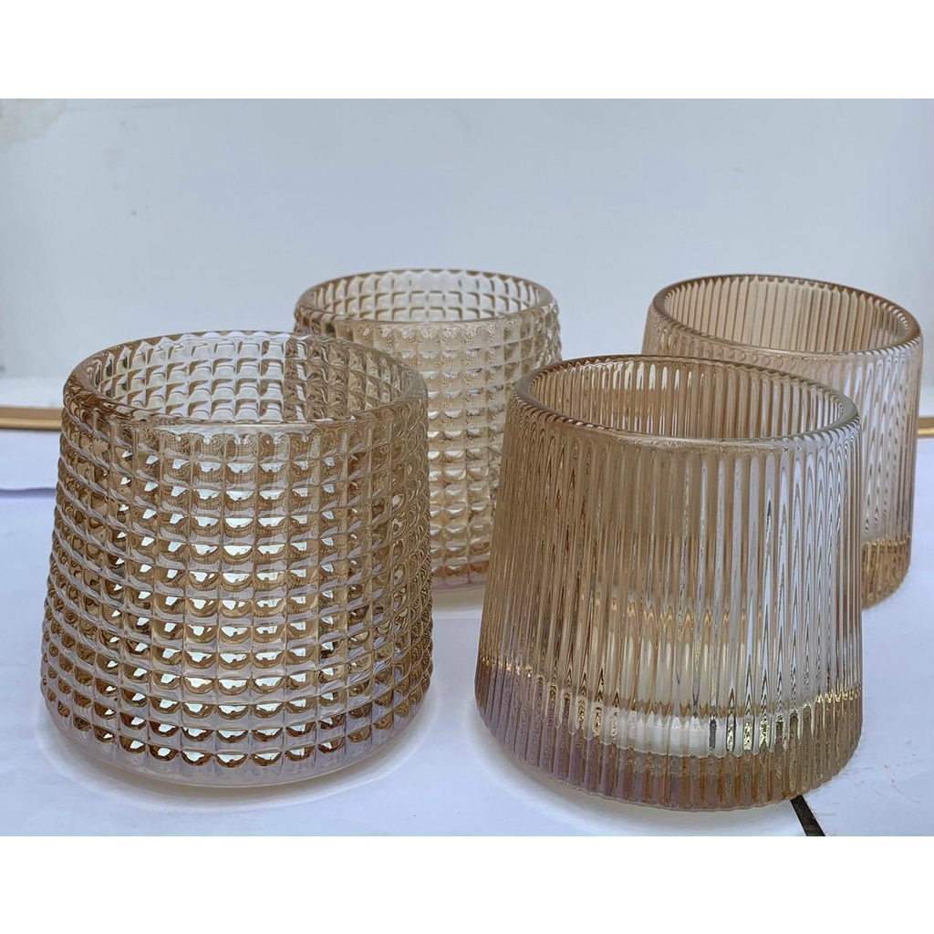 Bộ 6 cốc thủy tinh đế xoay màu vàng Gold