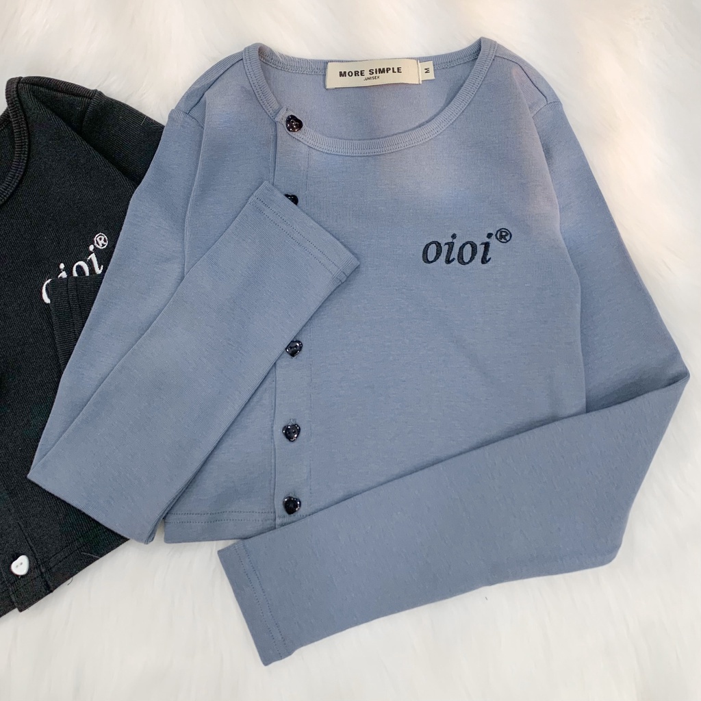 Áo Croptop OIOI Nữ Dài Tay Vải Thun Gân Phong Cách Ulzzang - Yowol SG