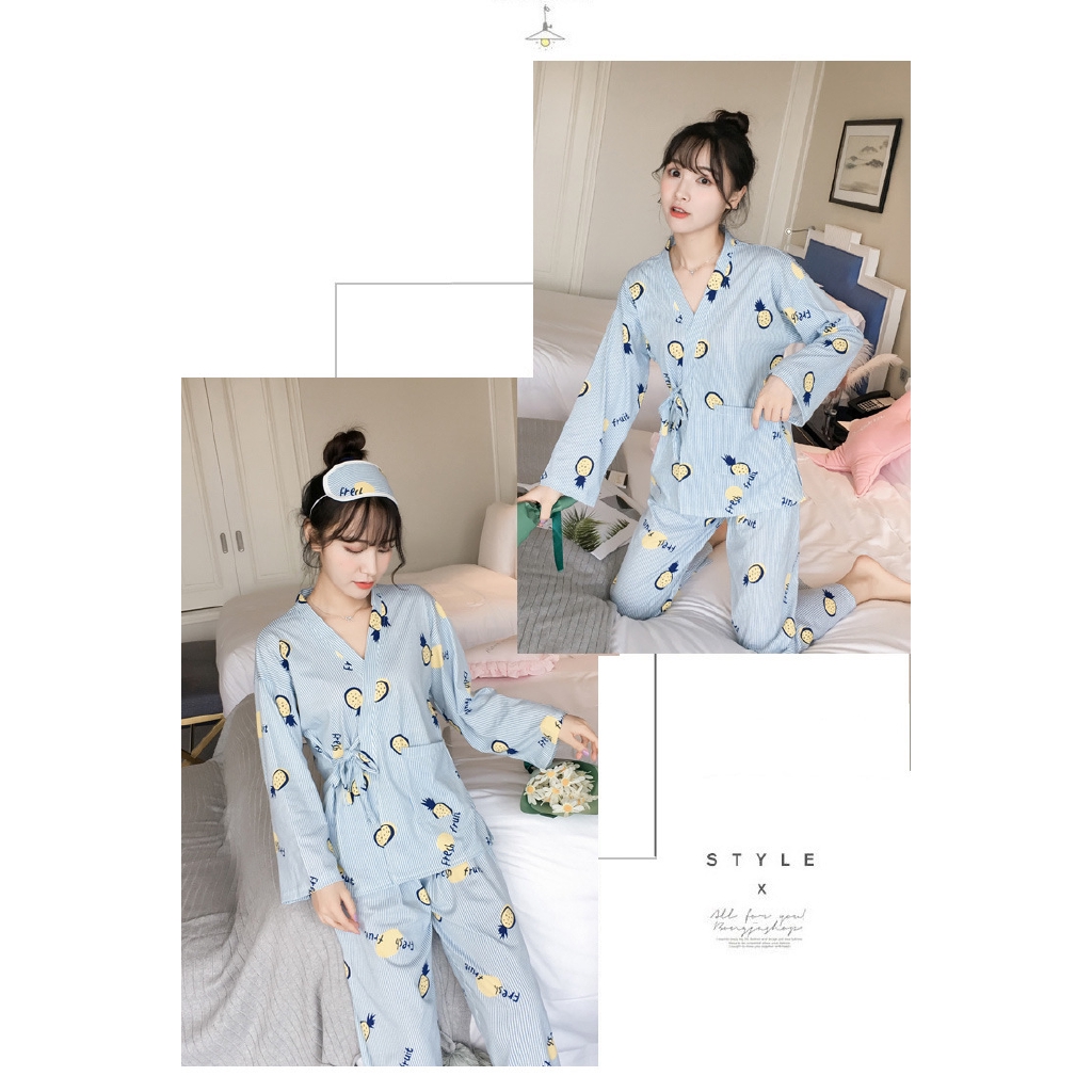 Bộ Đồ Ngủ Kiểu Kimono Nhật Bản Kèm Bịt Mắt Thời Trang Mùa Xuân Cho Nữ