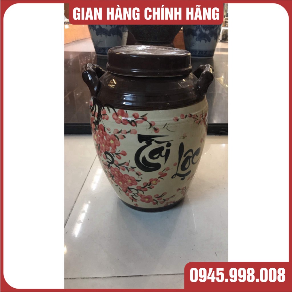 [SALE LỖ] HŨ ĐỰNG GẠO BẰNG SỨ VẼ HOA ANH ĐÀO - HÀNG CAO CẤP GỐM SỨ BÁT TRÀNG- HŨ CÓ QUAI CẦM TIỆN LỢI - XƯỞNG GỐM VIỆT