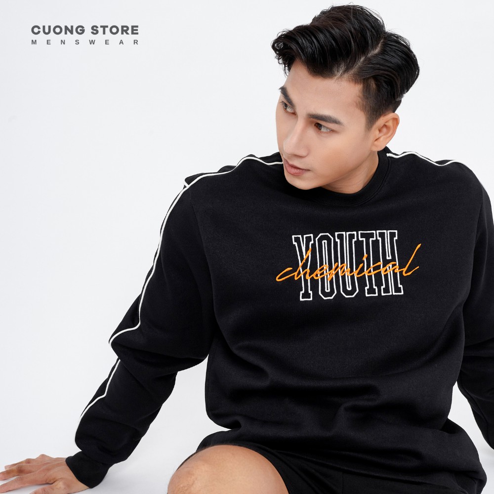 Áo Sweater nỉ bông thêu chữ Youth CHEMICAL 110064 chất vải dày dặn, mềm mịn, không xù, form rộng unisex  - MENFIT STORE