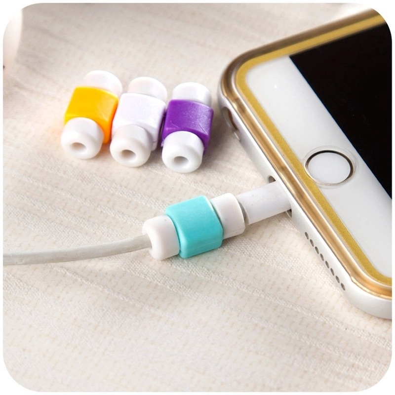 Vỏ bảo vệ cáp sạc USB bằng silicon màu kẹo chống rơi cho Android Iphone