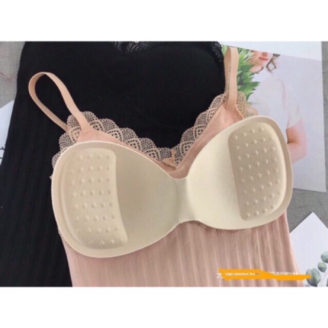 Áo bra gân tăm dáng dài viền ren xịn xò