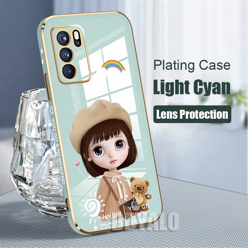 Ốp Điện Thoại Viền Vuông Họa Tiết Hoạt Hình Cô Gái Dễ Thương Cho OPPO A54 A15 A15s Realme 8 5G C15 C12 Narzo 20 30a