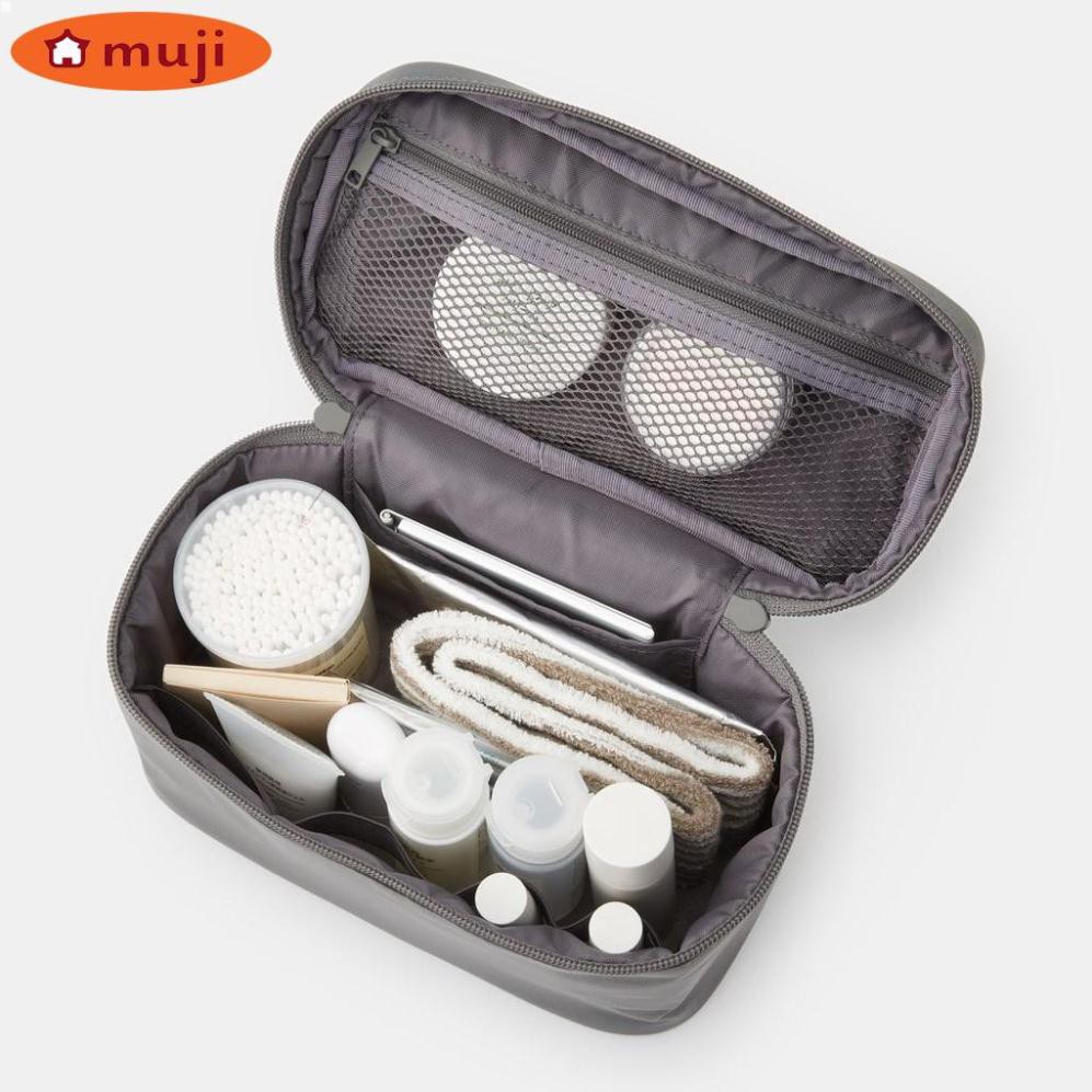 ( MUJI CHÍNH HÃNG ) TÚI ĐỰNG MỸ PHẨM CÓ QUAI MÀU XÁM･12.5x20.5x10.5C