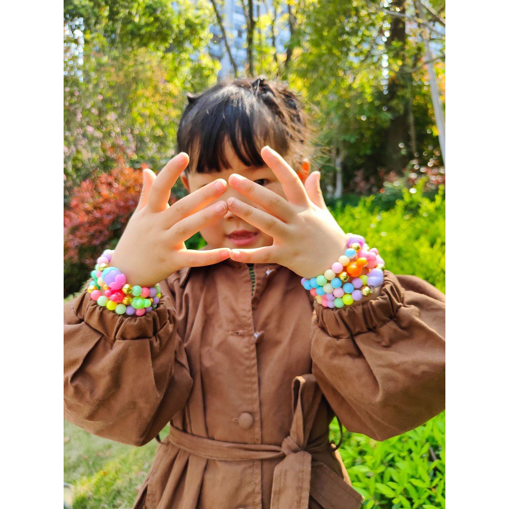 （1 vòng đeo tay）Vòng tay đính hạt nhiều màu sắc phong cách công chúa Hàn Quốc xinh xắn dành cho bé gái