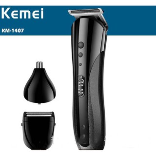 TÔNG ĐƠ CẮT TÓC KIÊM CẠO RÂU, TỈA LÔNG MŨI 3IN1 KEMEI 1407