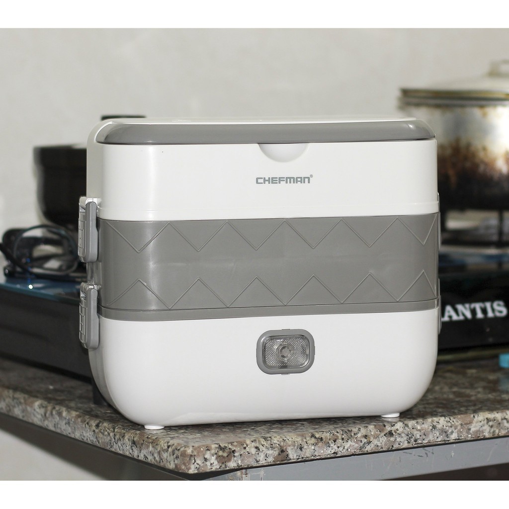 Hộp Cơm Chefman CM - 121i, Bảo Hành 12 ThángHâm Nóng Thức Ăn, Nấu Chín Cơm Như Nồi Điện Thông Thường + Túi Da Giữ Nhiệt