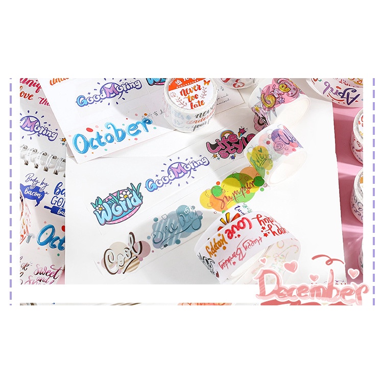 Peach 1Pcs Magic cute English word letter tape sticker Diary Scarpbooking DIY Decoration Washi Tape