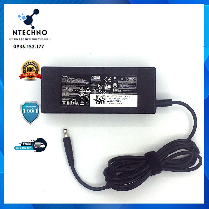 Sạc Zin Laptop Dell 19.5V - 4.62A 90W Chân Kim Nhỏ 4.5*3.0mm cho Dell 5568 3558 3458⭐Tặng kèm dây nguồn-Bảo hành 12Tháng