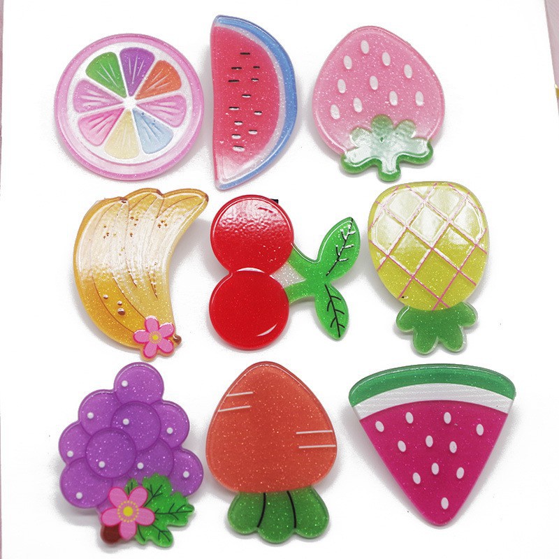 2Pcs Girls Hair Clips Cute Colorful Fruit Hair Pin Children Hairpin Princess Hair Accessories