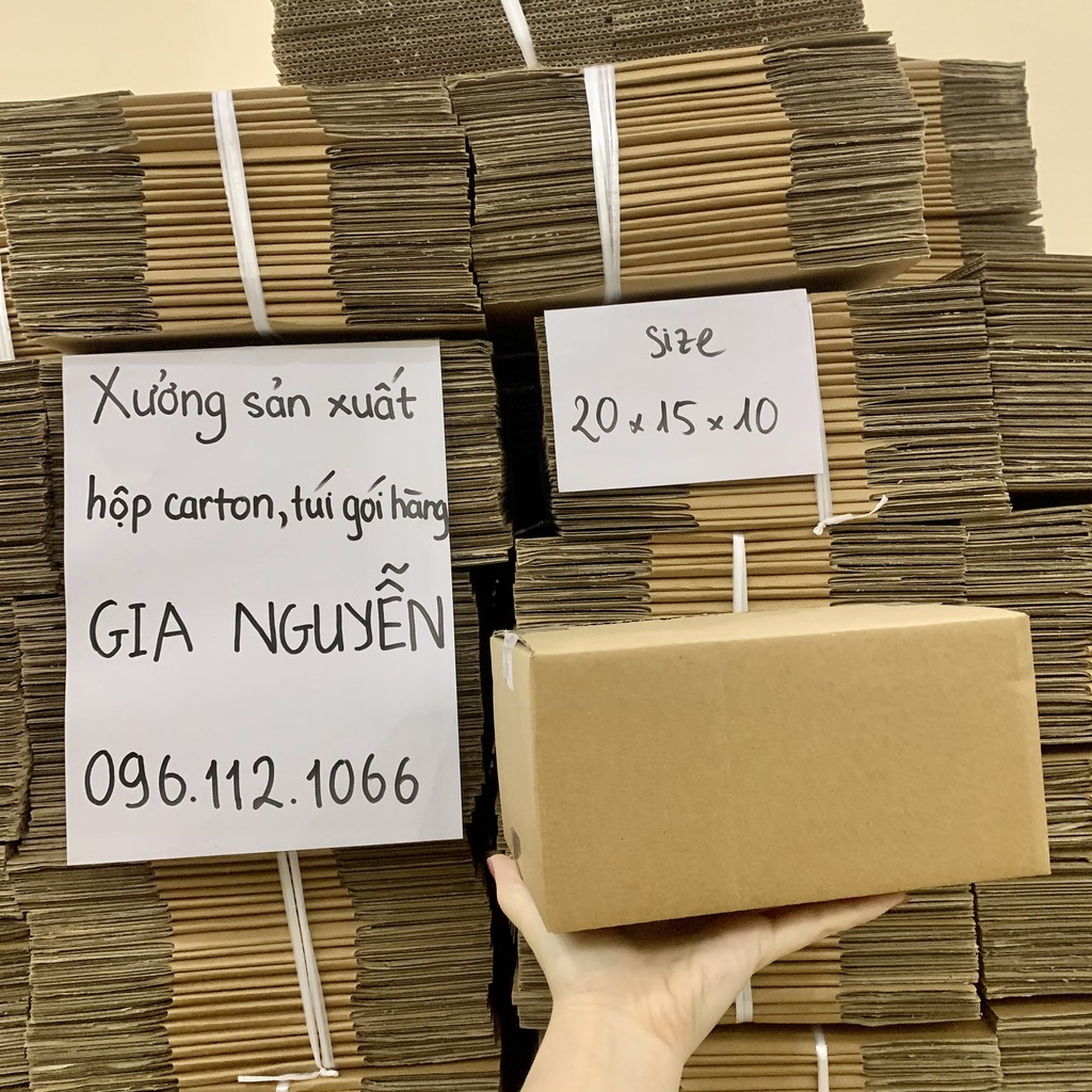 20 hộp carton 20x15x10, thùng bìa đóng gói hàng Gia Nguyễn giá xưởng