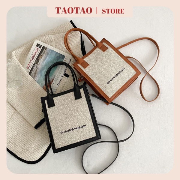Túi xách đeo chéo đẹp túi tote vintage thời trang túi hộp vuông túi đeo vai đơn giản