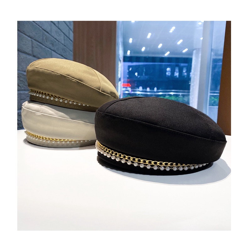 Nón Beret Đính Ngọc Trai Phong Cách Nhật Bản Thời Trang Xuân Thu Cho Nữ