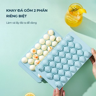 Khay Làm Đá Bi Tròn 33 Viên Làm Băng Nhựa PP Cao Cấp Có Nắp Đậy Dễ Dàng Tạo Hình Cho Đá, Thạch Rau Câu