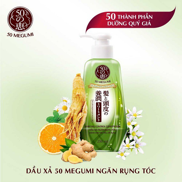 Dầu Xả Ngăn Rụng Tóc Cho Tóc Yếu Dễ Rụng 50 Megumi Hair Fall Control Conditioner 250ml