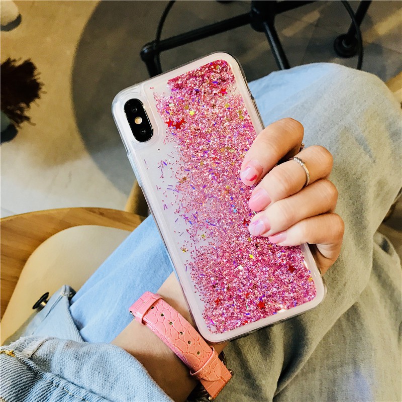 iPhone 6 7 8 Plus 6+ 6s 6s+ 7+ 8+ X Xr xs xs max Liquid Quicksand Star Phone Cases Soft Covers For Girls