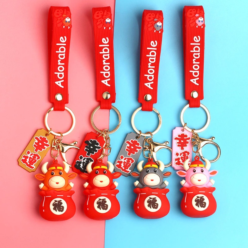 Móc Khóa Hình Bò Sữa Hoạt Hình Đáng Yêu Pu