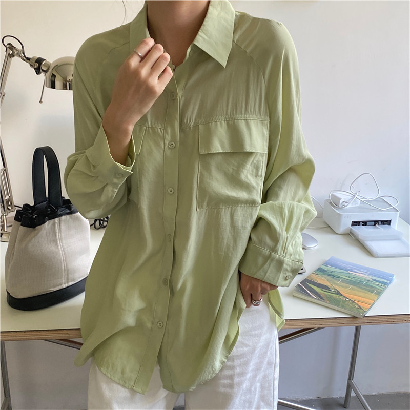 Áo Thun Nữ Cổ Tròn Dài Tay Màu Trơn Đơn Giản 36888