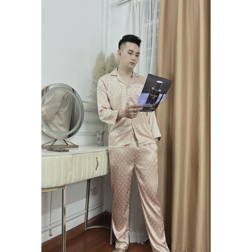 Bộ đồ ngủ nam Pijama lụa cao cấp mềm mịn,thoáng mát với thiết kế tinh tế, đường may tỉ mỉ LV15 - Beemanor