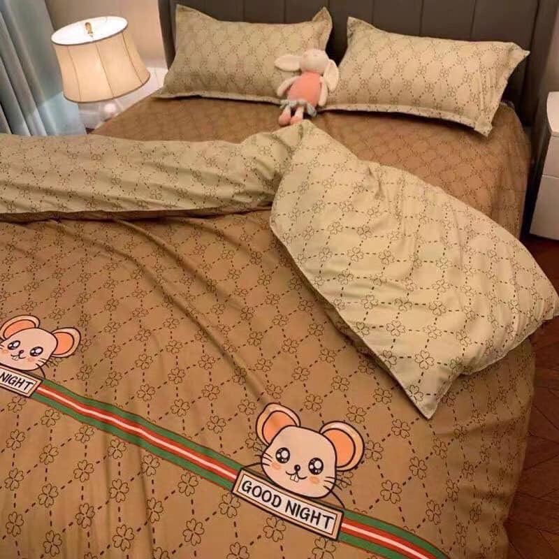 Bộ Vỏ Chăn Ga Gối Cotton Poly Nhập Khẩu (Chuột hồng SP001007) FS
