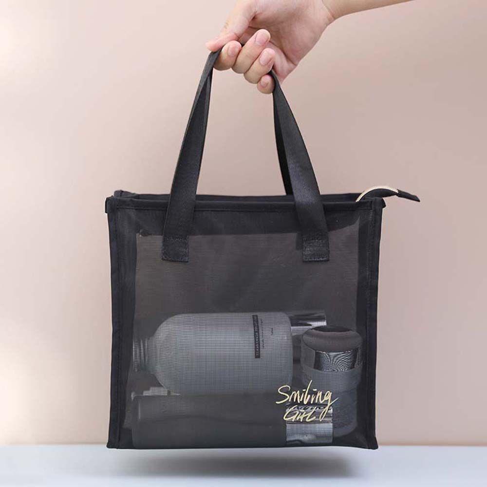 AROMA Túi Lưới Đựng Đồ Trang Điểm Màu Đen Sức Chứa Lớn