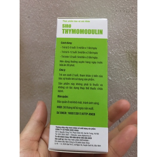 Siro tăng sức đề kháng  Thymo modulin