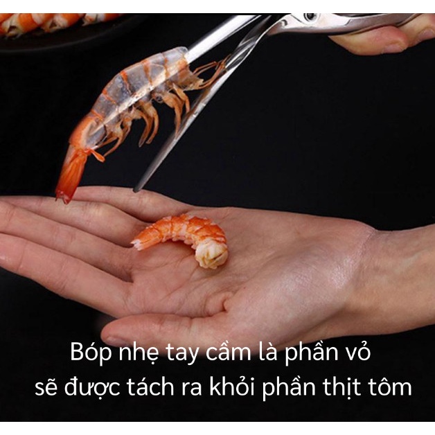 DỤNG CỤ LỘT VỎ TÔM CỰC NHANH BẰNG INOX 304 KHÔNG GỈ CAO CẤP - KÌM BÓC VỎ TÔM - DỤNG CỤ LỘT TÔM TÍCH BỀ BỀ NHANH CHÓNG