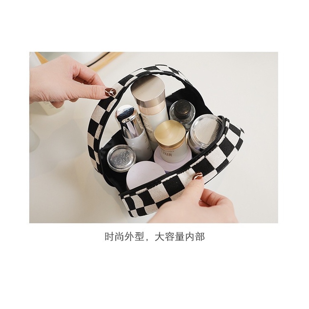 Túi Đựng Mỹ Phẩm Họa Tiết houndstooth Xinh Xắn Tiện Lợi
