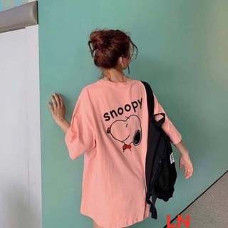 Áo thun Unisex nữ tay lỡ chó Snoopy in lưng-LN
