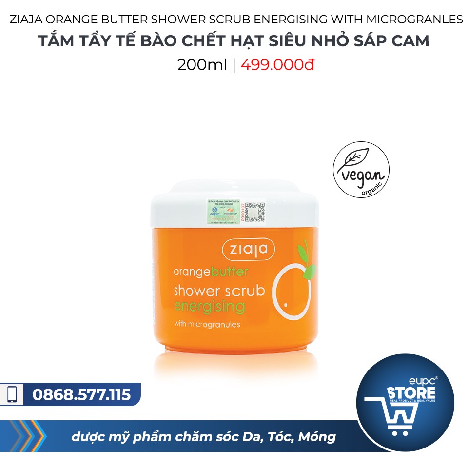 ✅[Chính Hãng] Tẩy Tế Bào Chết Body Sáp Cam Ziaja Orange Butter Shower Scrub Energising  With Microgranules, 200ml