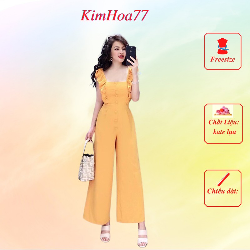 Jum nữ jumpsuit dài cánh tiên quần ống rộng freesize chất kate lụa kimhoa77