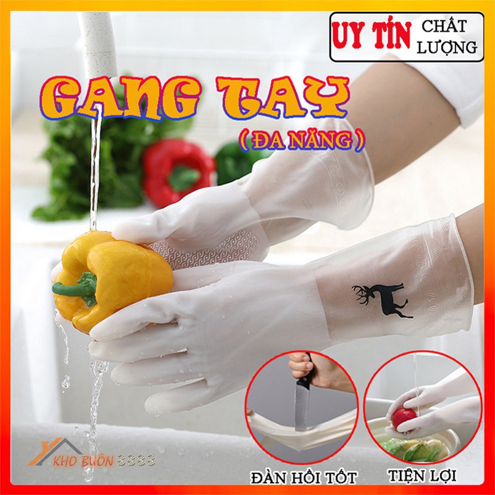 Găng tay cao su ♻️SALE♻️ siêu dai dày có chun cổ rửa bát chén dĩa giá rẻ an toàn cho da chất liệu nitrile latex y tế GT