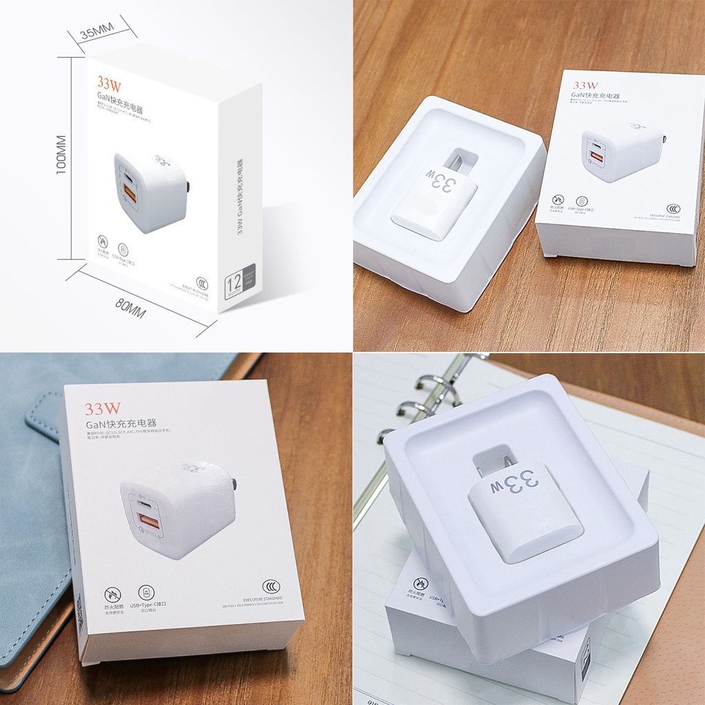 Củ sạc nhanh 33w 2 cổng sạc typec và usb công nghệ sạc nhanh PD 3.0 và QC 3.0 sạc đầy 60% sau 30 phút chính hãng/3C07