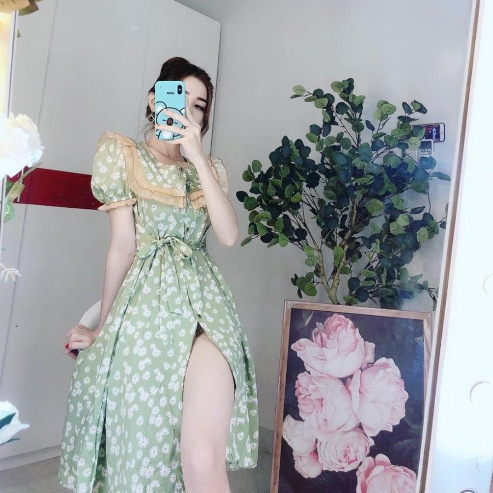 Đầm hoa nhí VINTAGE HC003 in hoa cúc cổ viển bèo, from suông dài DBN228 | BigBuy360 - bigbuy360.vn