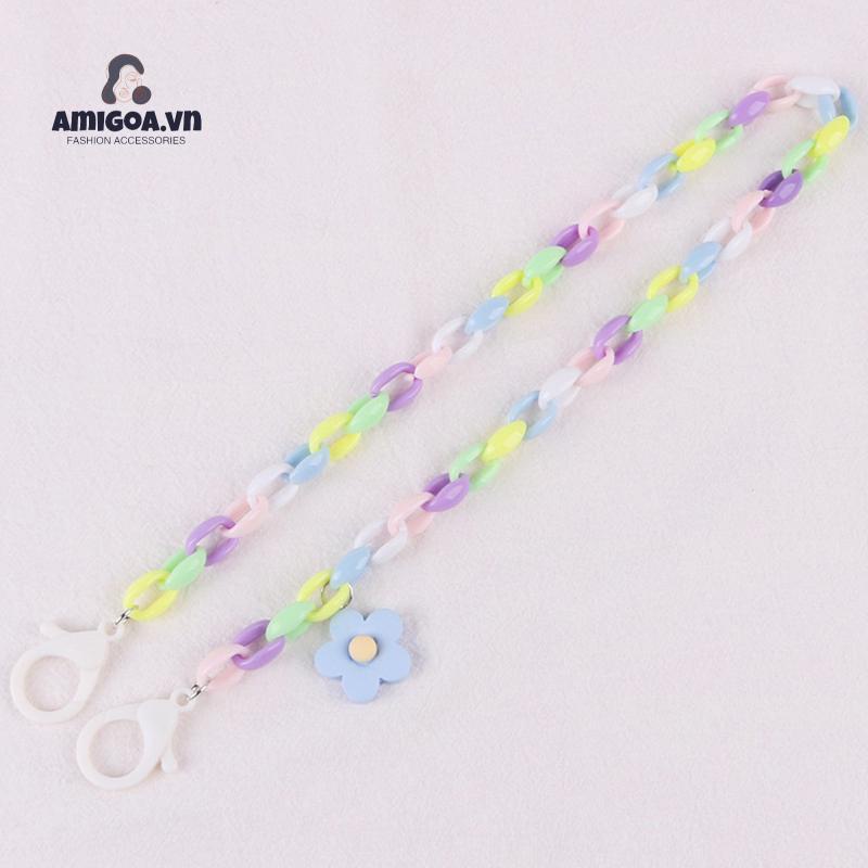 Dây Nhựa resin Đeo Khẩu Trang Chống Trượt Họa Tiết Hoa Dành Cho Trẻ Em