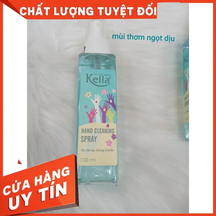 Nước xịt rửa tay kháng  khuẩn kella 100ml  làm sạch , khử mùi, sát khuẩn có mùi thơm nhẹ, [chínhhãng] giá rẻ.