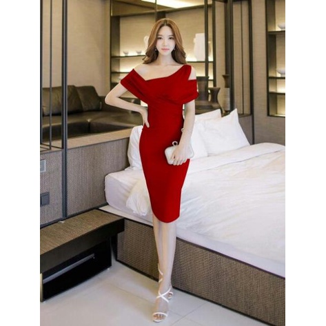 ঔৣ Đầm Body Trễ Vai Ngực Xéo ঔৣ