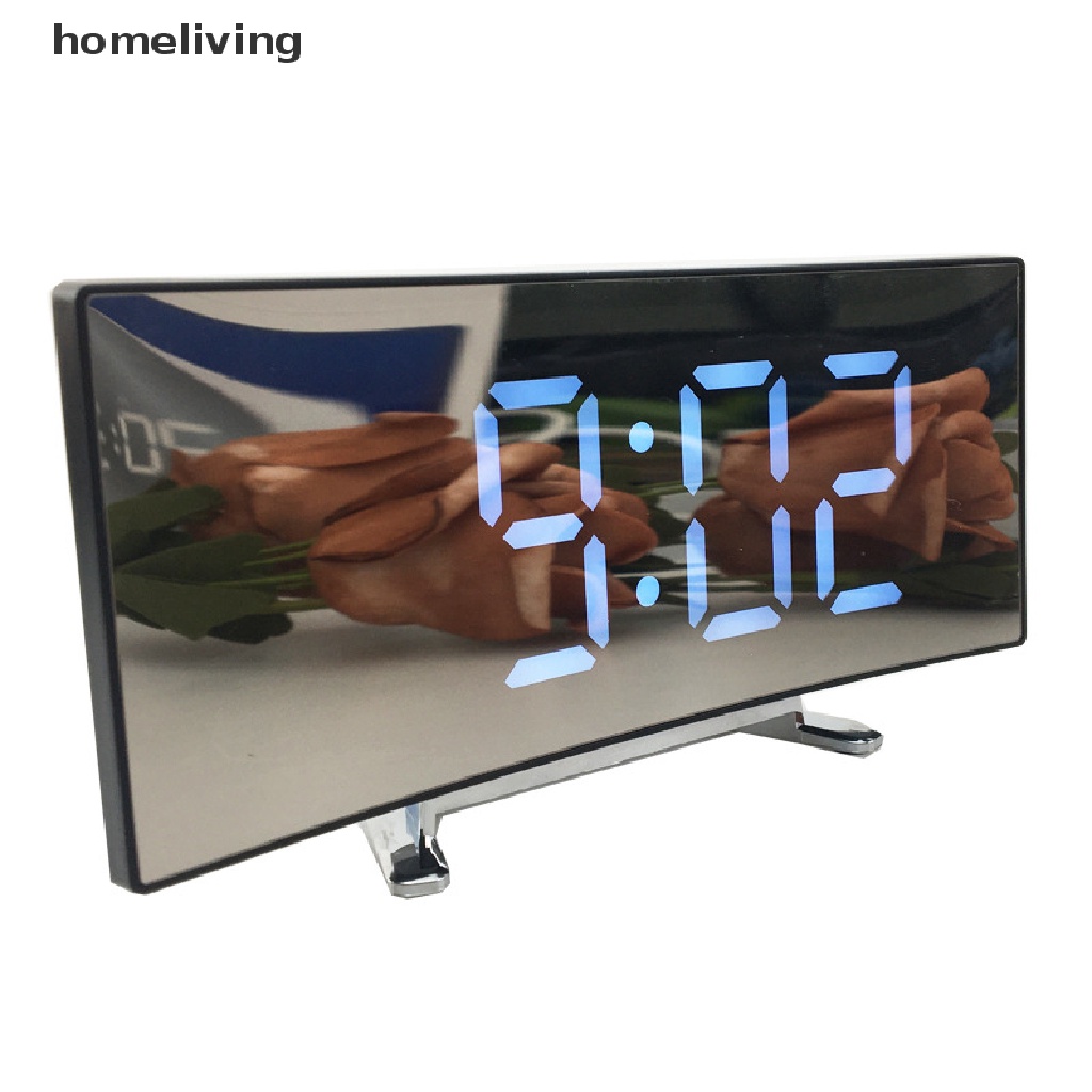 Đồng Hồ Báo Thức Kỹ Thuật Số 7 Inch Có Đèn Led Dạng Cong Để Bàn