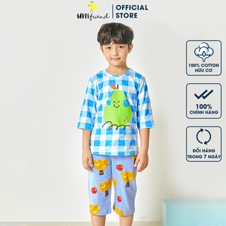 Đồ bộ lửng quần áo thun cotton mịn mặc nhà mùa hè cho bé trai Unifriend Hàn Quốc U2021