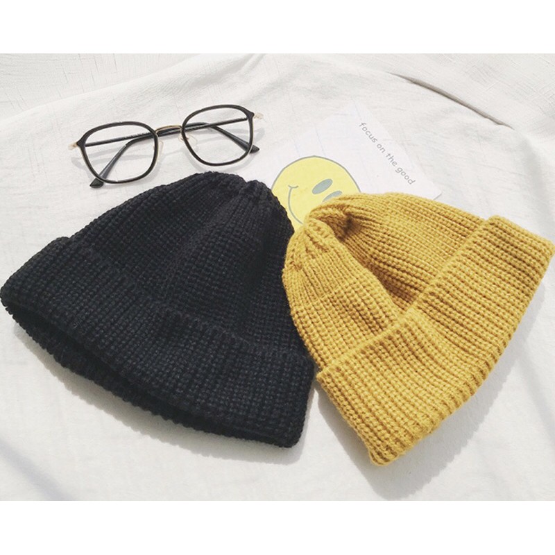 Mũ len Banie chóp ngắn màu vintage Unisex