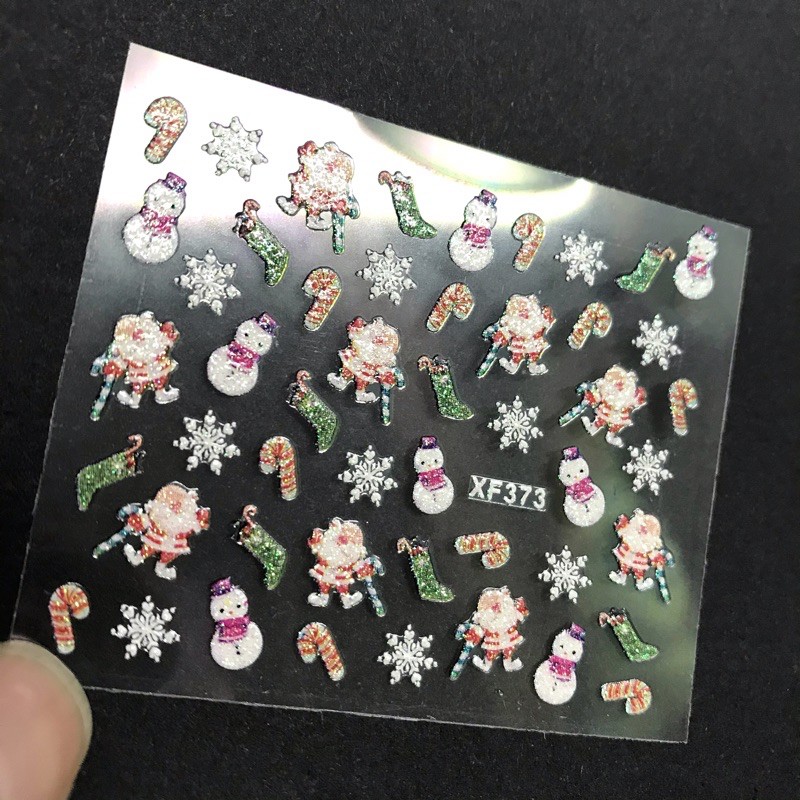 Sticker 3D-Decal dán móng Hoa Tuyết trang trí Giáng Sinh Noel